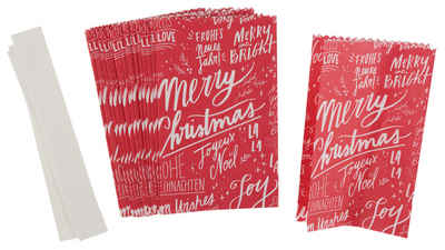 Rico Design Papierdekoration Papiertüten Sterne-Set Merry Christmas klein Rot, 30 Teile