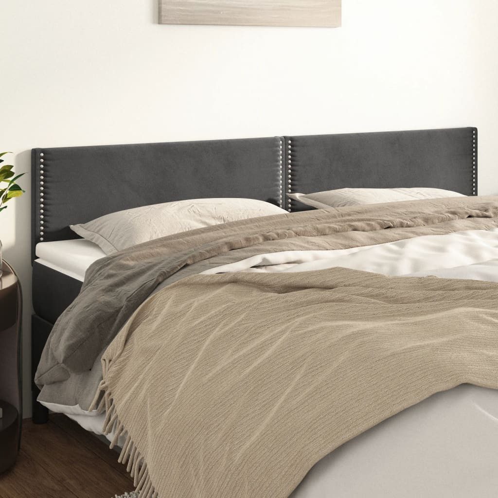 vidaXL Kopfteil, Bett Kopfteile 2 Stk. Dunkelgrau 80x5x78/88 cm Samt