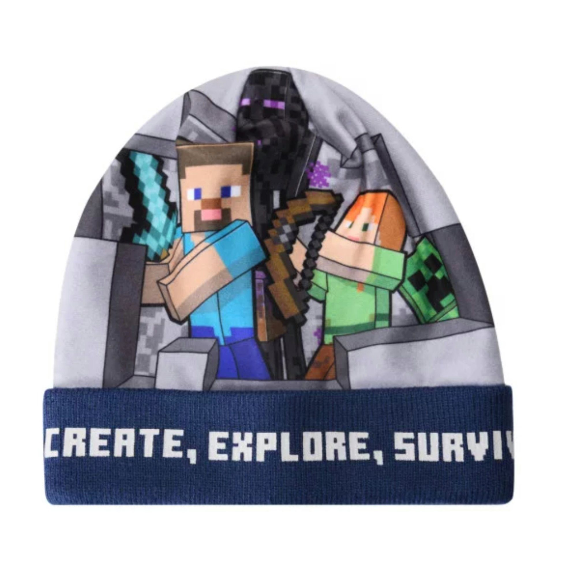 Bommelmütze Minecraft Alex Steve TNT Kinder Wintermütze