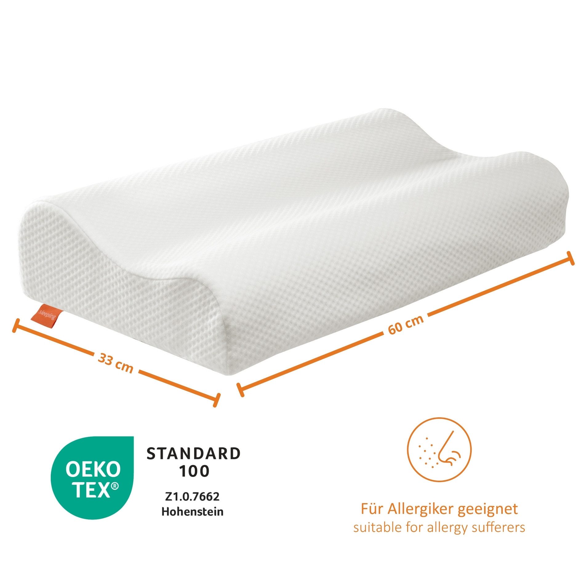 sleepling Nackenstützkissen orthopädisch, Nackenstützkissen, Seitenschläferkissen, Bezug: 59 % Polyester / 41 % Baumwolle, Seitenschläfer, höheneinstellbares Memory Foam Kopfkissen, Antischnarchkissen