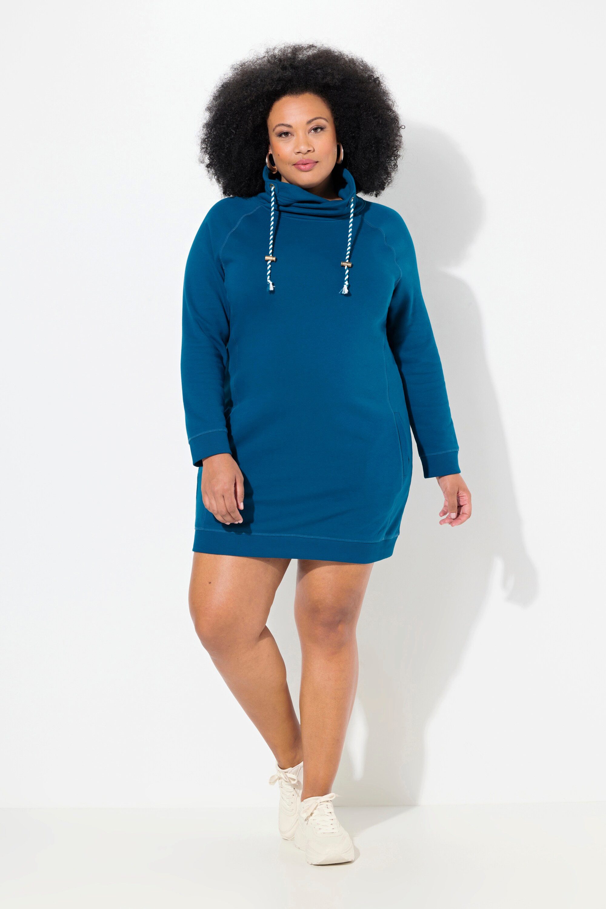 Ulla Popken Jerseykleid Sweatkleid Stehkragen Langarm günstig online kaufen