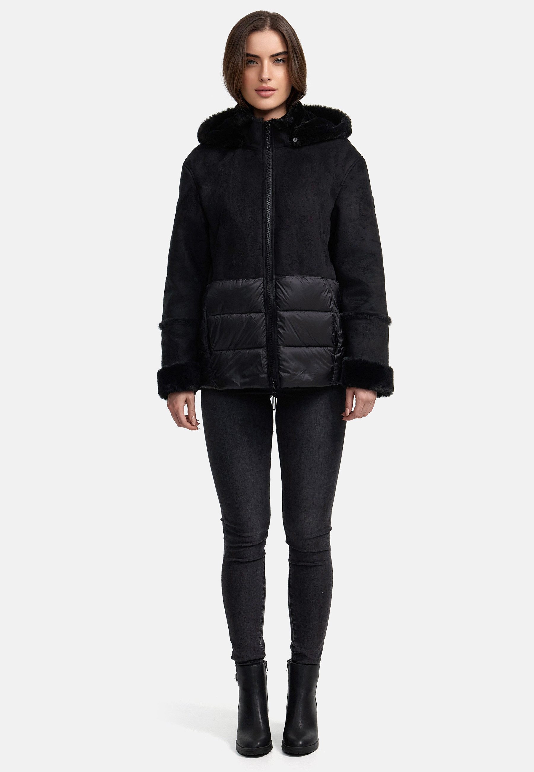 Manisa Kurzjacke mit Teddyfell-Kapuze