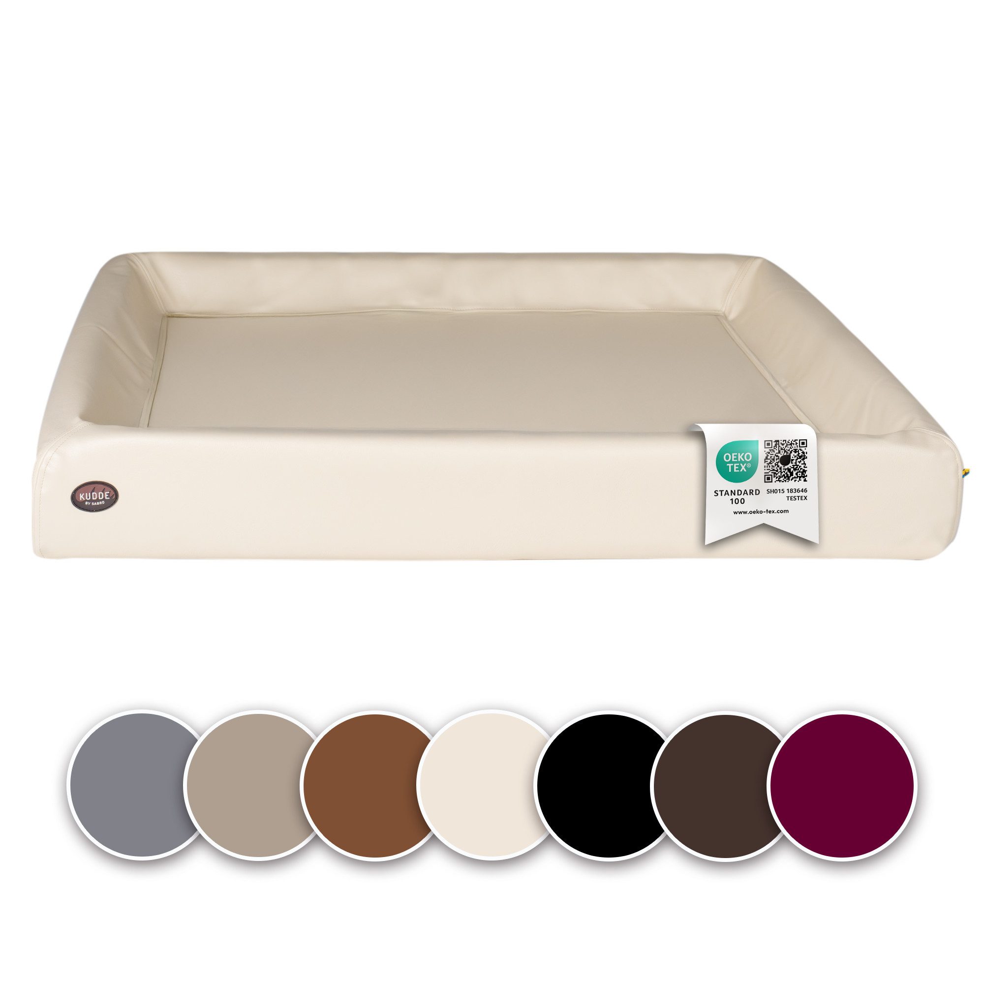 SABRO Hundekorb KUDDE Orthopädisch - Waschbar & Wasserabweisend - Ergonomisch aus, Kunstleder, Premium Hundebett mit wechselbarem Bezug für jede Hundegröße