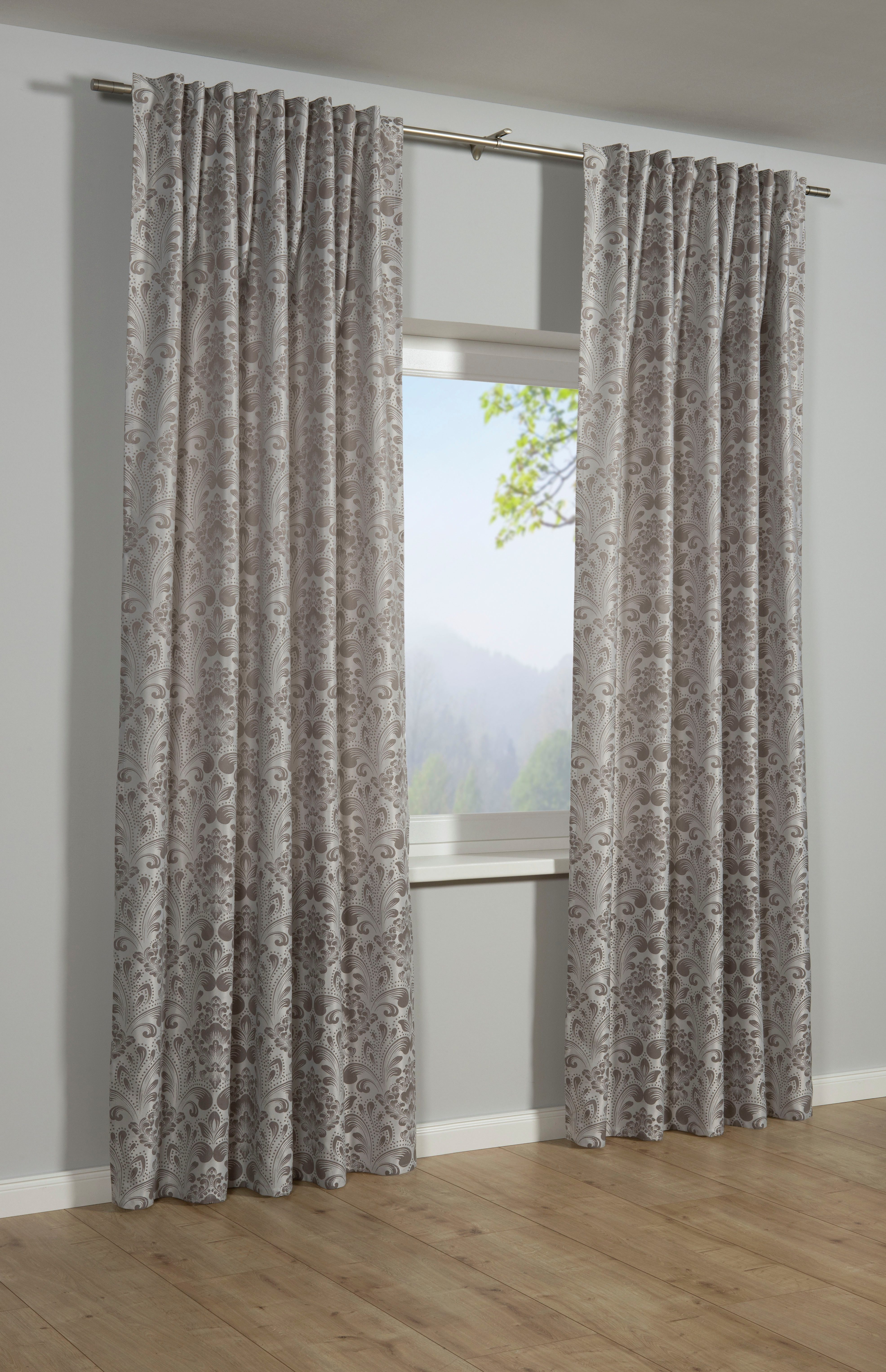 Sehlbach Gardine Schal Jacquard Ornamente, Schlaufen günstig online kaufen