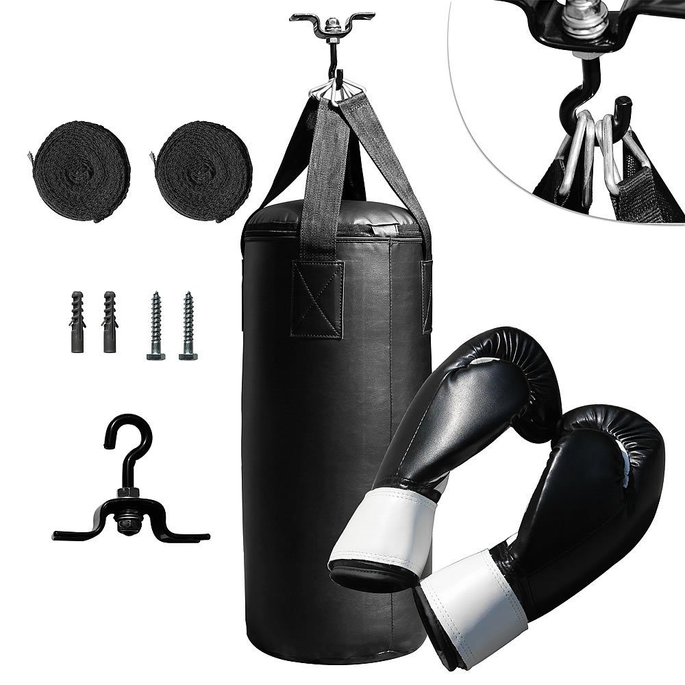 Mucola Boxsack »Boxset 10kg Boxsack gefüllt + Halterung + Handschuhe +  Bandage Trainingssack Punch profi punching bag boxbirne Boxhandschuhe  Training«, Platzsparend