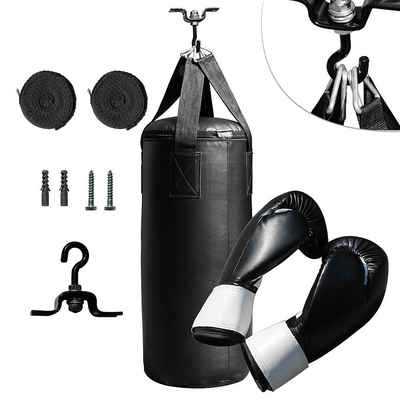 Mucola Boxsack »Boxset 10kg Boxsack gefüllt + Halterung + Handschuhe + Bandage Trainingssack Punch profi punching bag boxbirne Boxhandschuhe Training«, Platzsparend