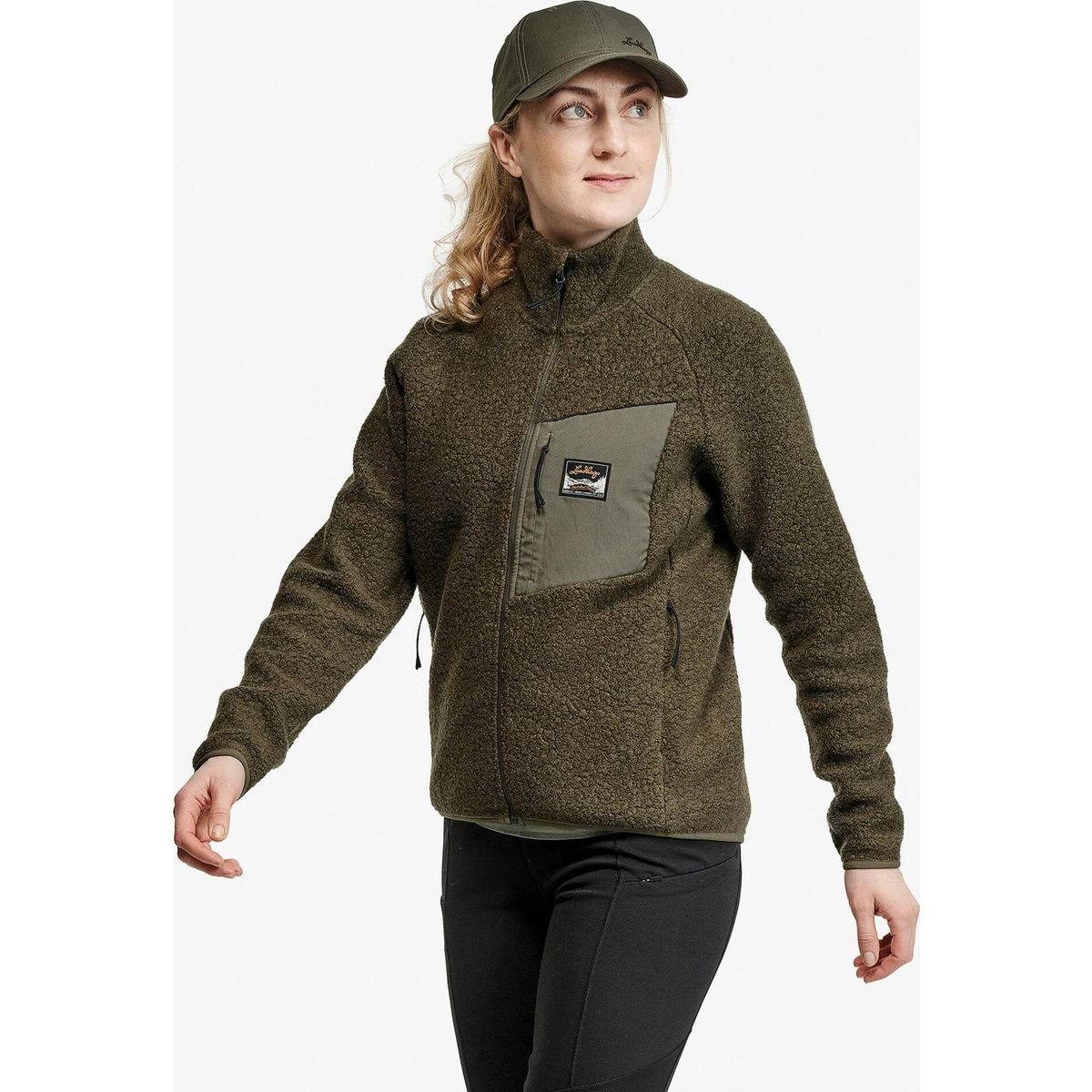 Lundhags Kapuzenstrickjacke Flok Wool Ws Pile Vielseitige Damenjacke für Outdoor-Abenteuer mit Merinowolle für