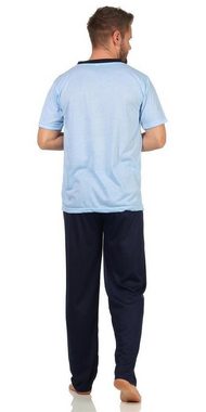 EloModa Pyjama Herren Sommer Pyjama Lange Schlafhose V- T-shirt; M L XL 2XL (2 tlg)