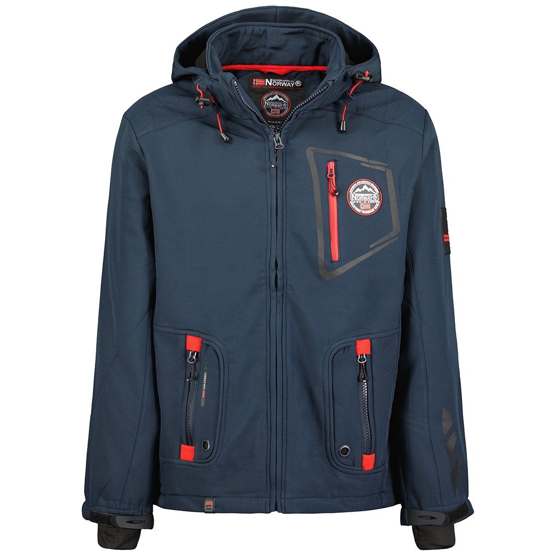 Geographical Norway Softshelljacke Herren Softshell - TACEBOOK hochschließender Kragen, mit abnehmbarer Kapuze Navy