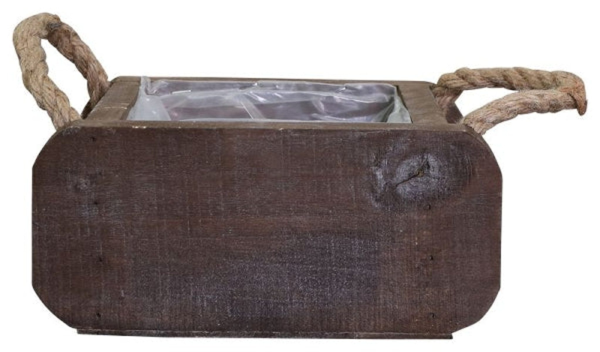 finehomegarden Holzkiste Pflanzkasten mit Griff Holzkasten dunkelbraun aus Echtholz Natürliche (1 St), rechteckig Shabby Vintage Antik Look Pflanzkiste 3Größen wählbar