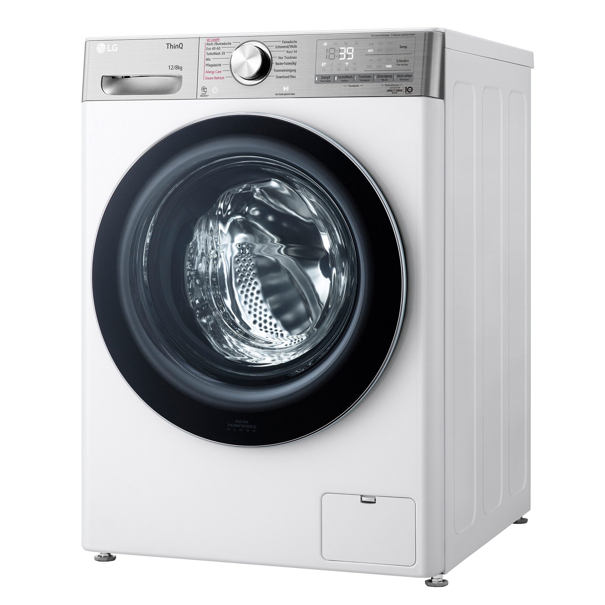 LG Waschtrockner Serie 9 V9WD128H2, 12 kg, 8 kg, 1360 U/min, Hybrid System: flexibel wählen zwischen Zeit- oder Wasserersparnis