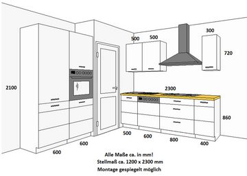Küchen-Preisbombe Küchenzeile Stilo Grau 230 + 120 cm Küchenblock Einbauküche Landhaus Küche