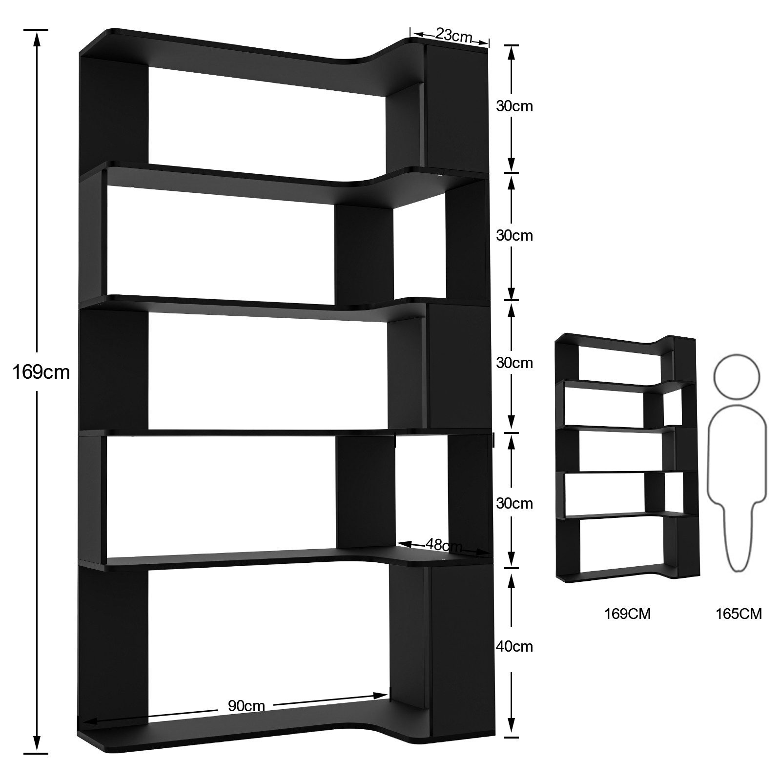 JEOBEST Bücherregal Eckregal, Eck-Bücherregal 5-stöckiges, Modernes günstig online kaufen
