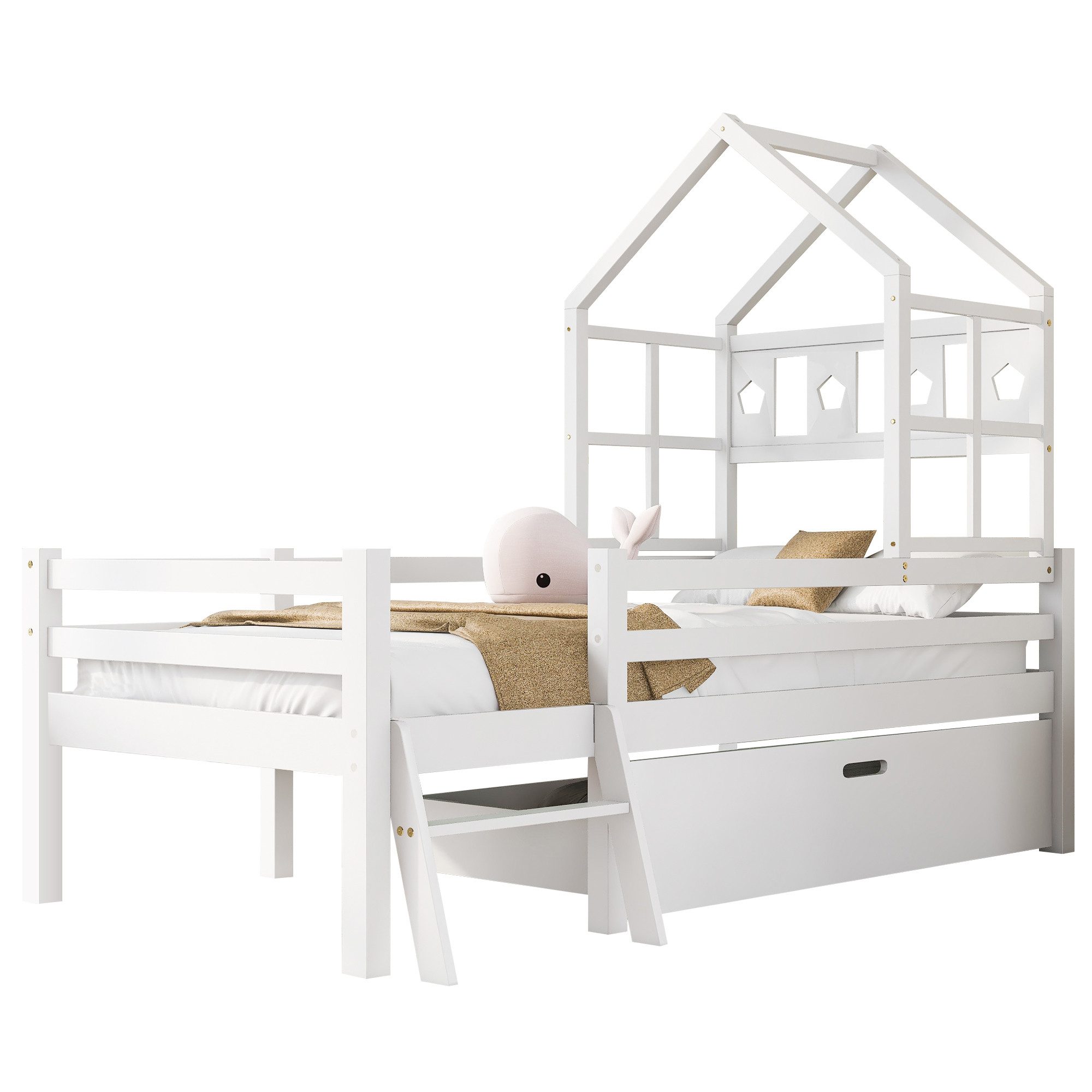BlingBin Kinderbett Hausbett Hochbett mit Schubladen günstig online kaufen