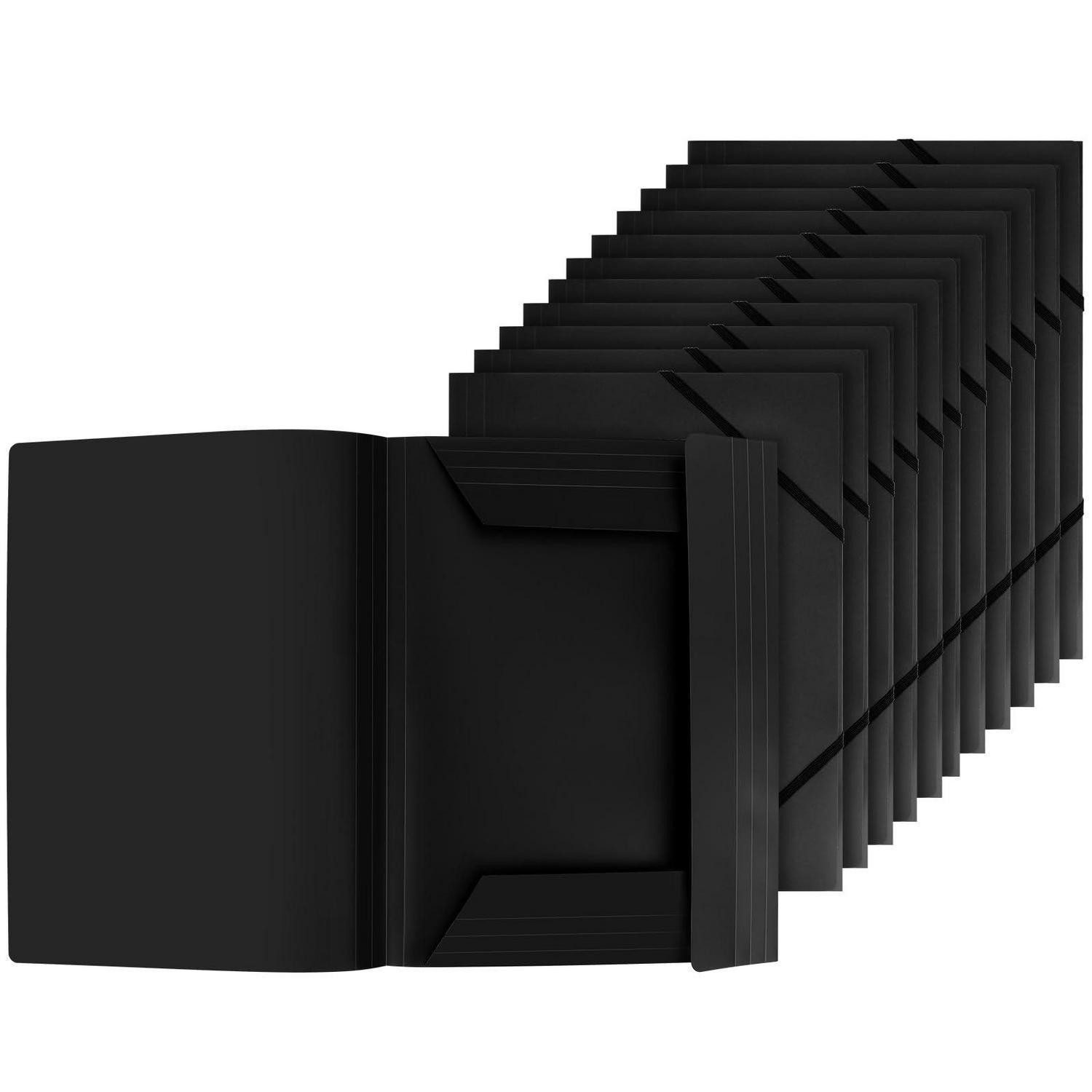 LuxusKollektion Organisationsmappe Einschlagmappe A4 12 Stk. PP Schwarz (12-St)