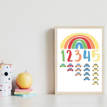 Tigerlino Poster 8er Set ABC Zahlen Autos Lernposter Verkehr Kinderzimmer Wandbilder