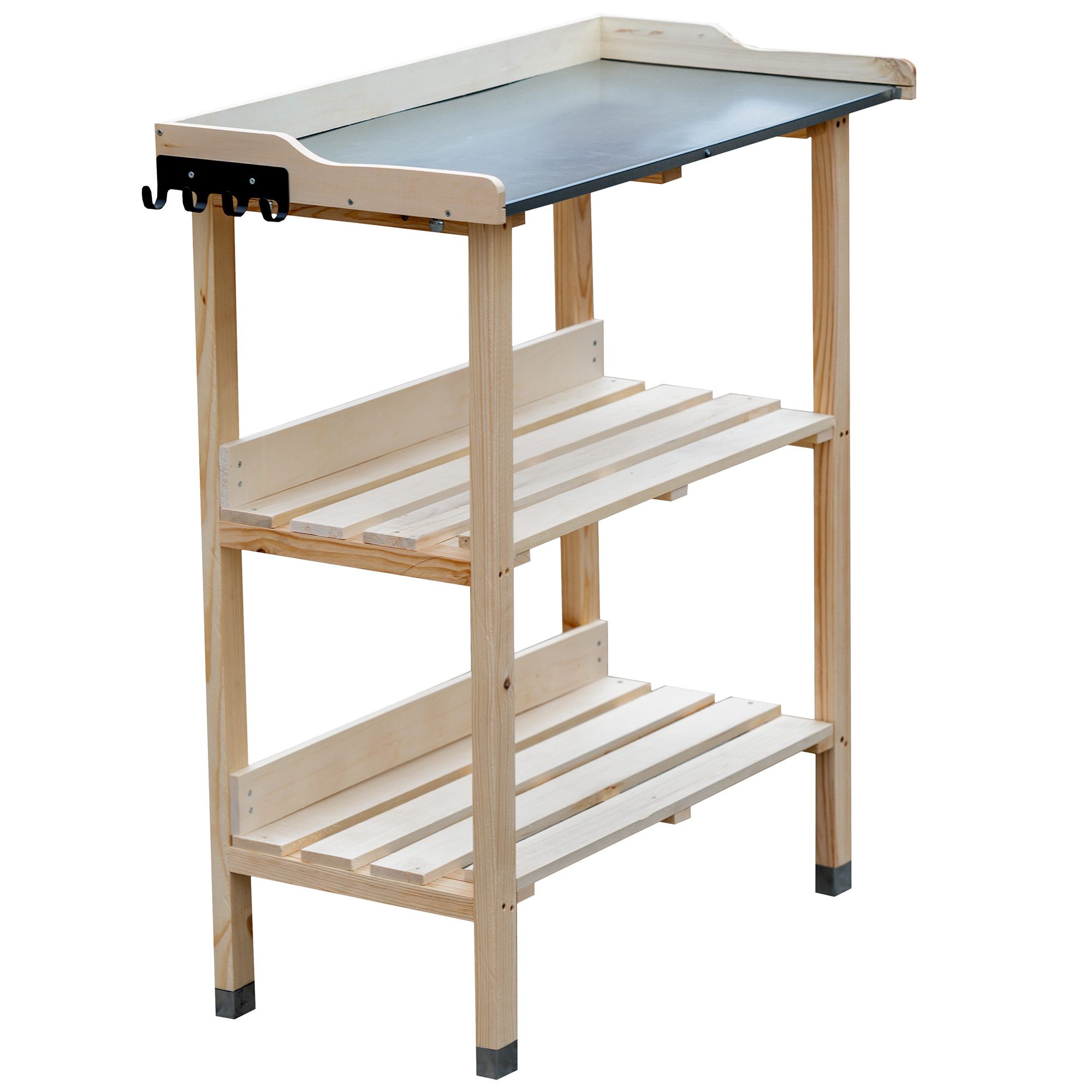 NYVI Pflanztisch Pflanztisch aus Holz 76x38x89 cm verzinkte Arbeitsplatte & Ablageboden, Outdoor & Indoor, Wetterfest, Gärtnertisch aus Holz