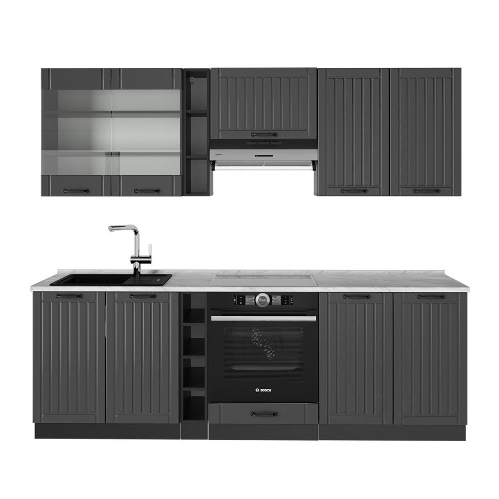 Vicco Küchenzeile Fame-Line, Dunkelgrau/Anthrazit, 235 cm, günstig online kaufen