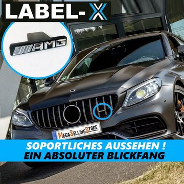 MAVURA Aufkleber LABEL-X "AMG" Schriftzug Emblem Logo f. Mercedes Panamericana, Kühlergrill für ALLE Fahrzeugmodelle