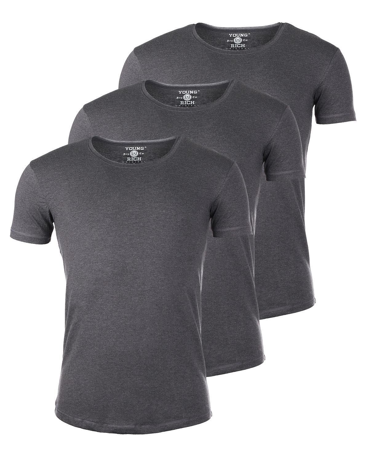 Young & Rich T-Shirt Herren Uni Basic 1702 tief-breit geschnittener Ausschn günstig online kaufen