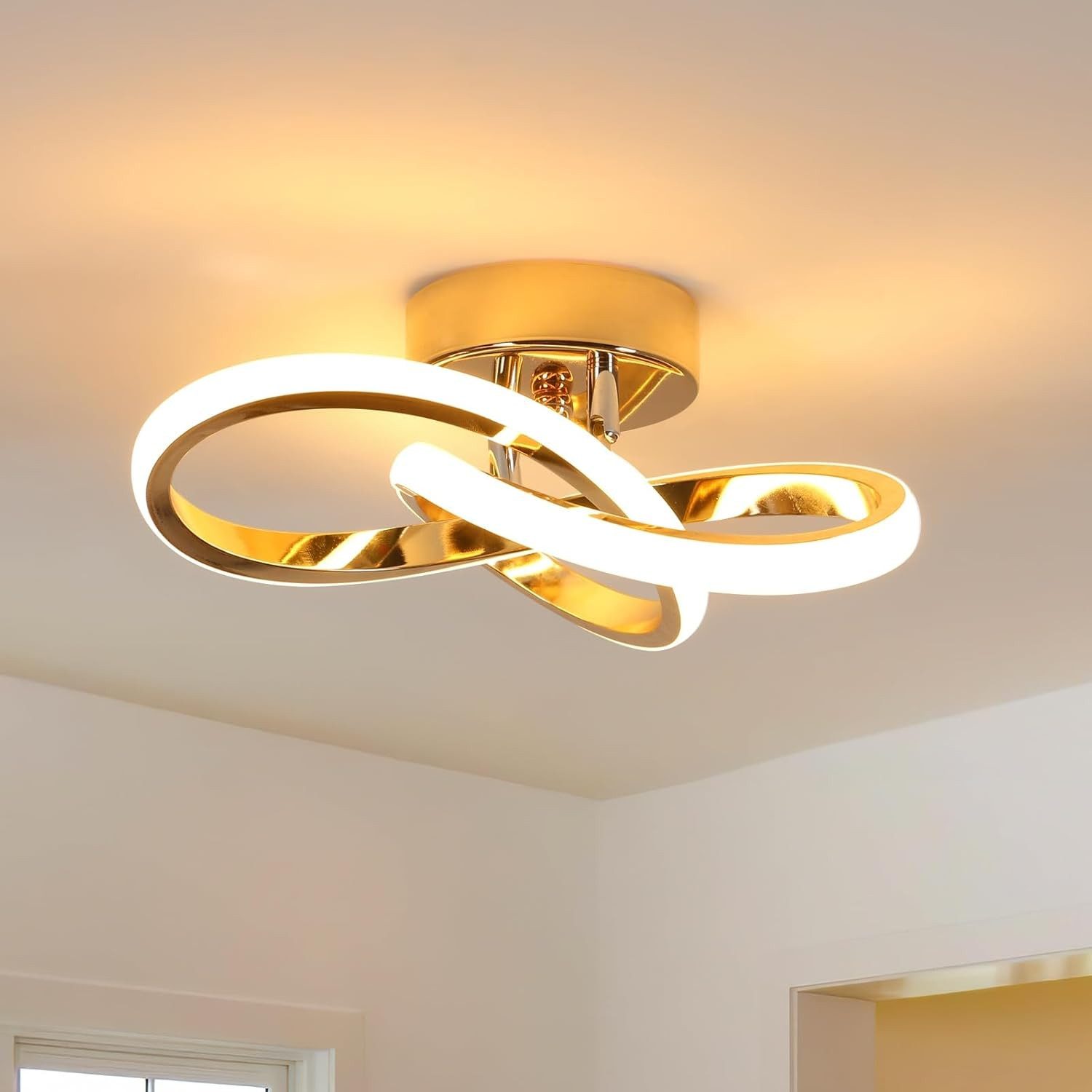 Riserva LED Deckenleuchte Kleeblatt LED Deckenleuchte Gold 22W 3000K Warmweiß Modern