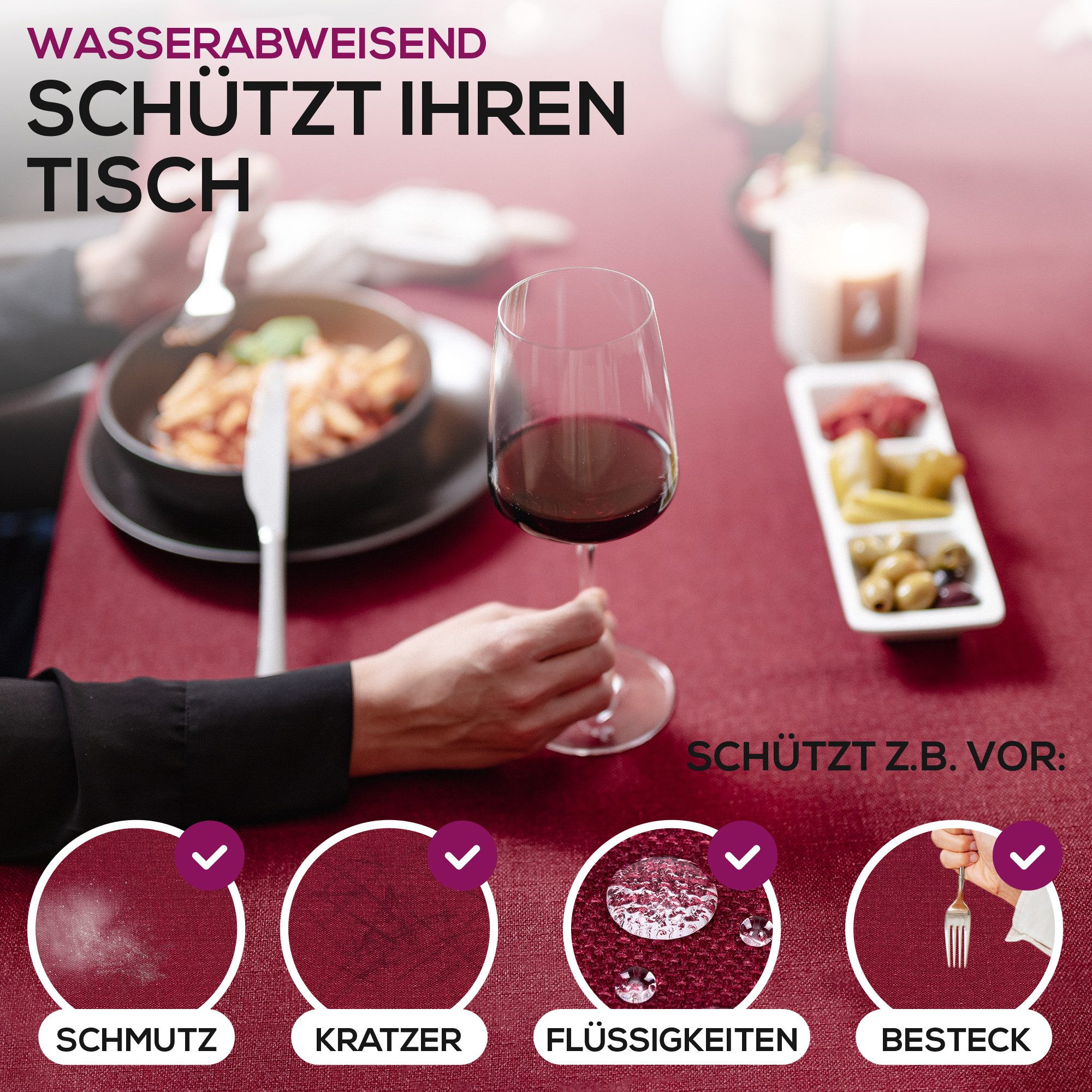 Beautex Tischdecke Lina elegante Leinenoptik, viele Größen und Farben (1-tlg), Schmutzabweisend, knitterarm, sauber umnähmter Saum – Bild 2 von 5