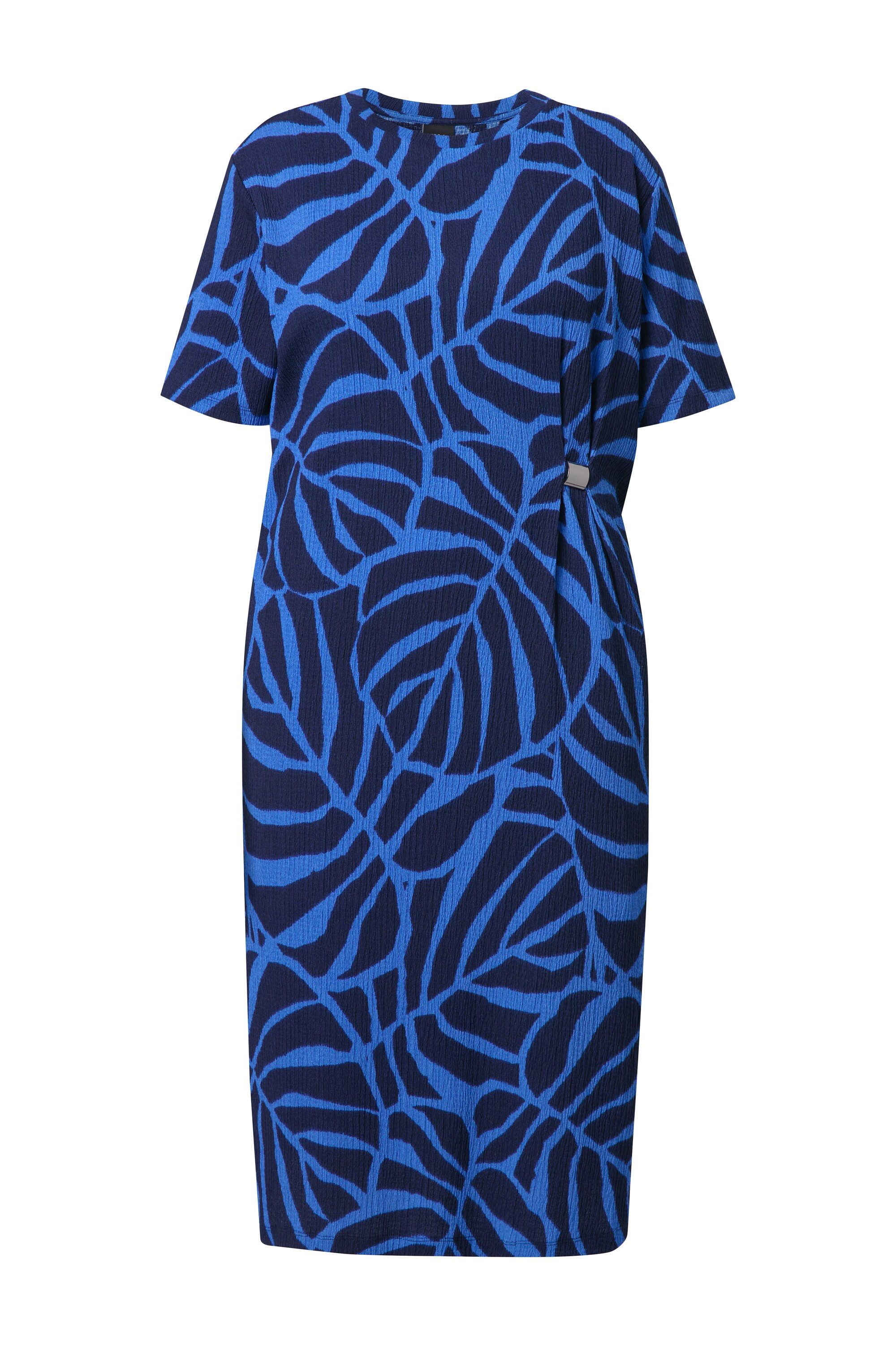 Ulla Popken Midikleid Midikleid Blätter Oversized Rundhals Halbarm günstig online kaufen