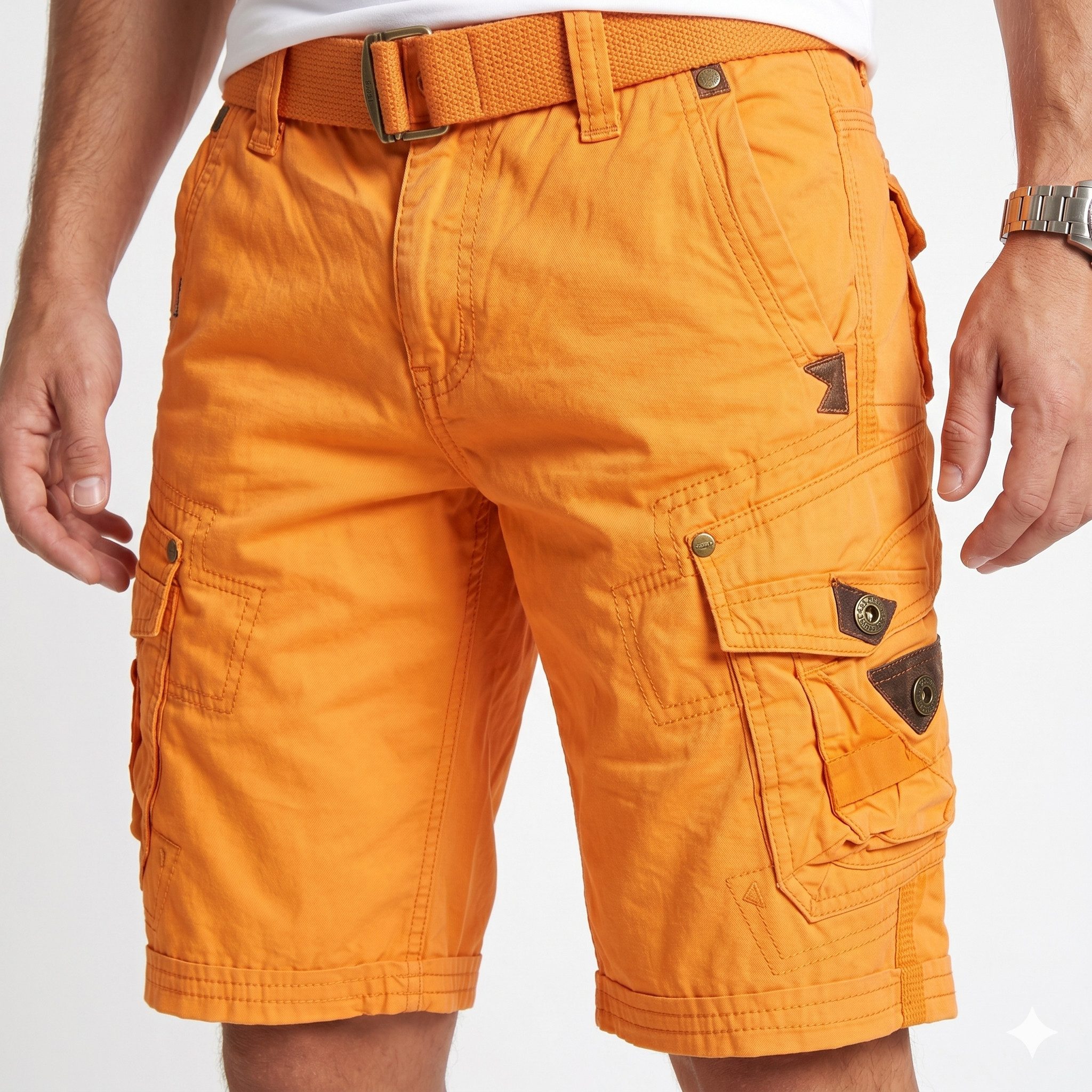 Geographical Norway Cargoshorts kurze Hose aus Baumwolle, Sommer-Bermuda (1-tlg) Herrenshorts mit Gürtel Größe S bis 5XL