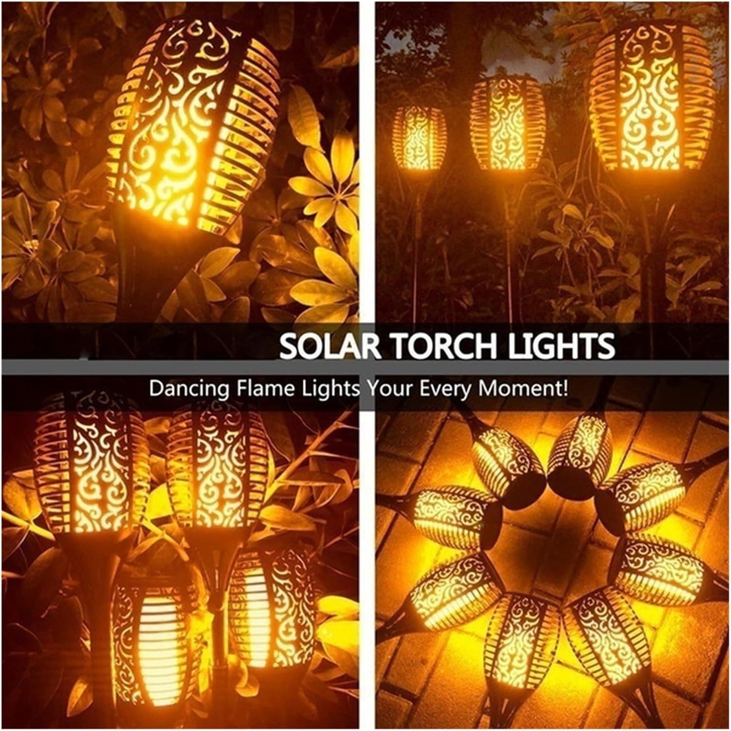 Athlix LED Solarleuchte Gartenfackel LED Solar Fackel Solarleuchten Flammeneffekt, LED fest integriert, IP65 Wasserdicht, 8-10 Stunden Leuchtdauer, Automatischer Lichtsensor
