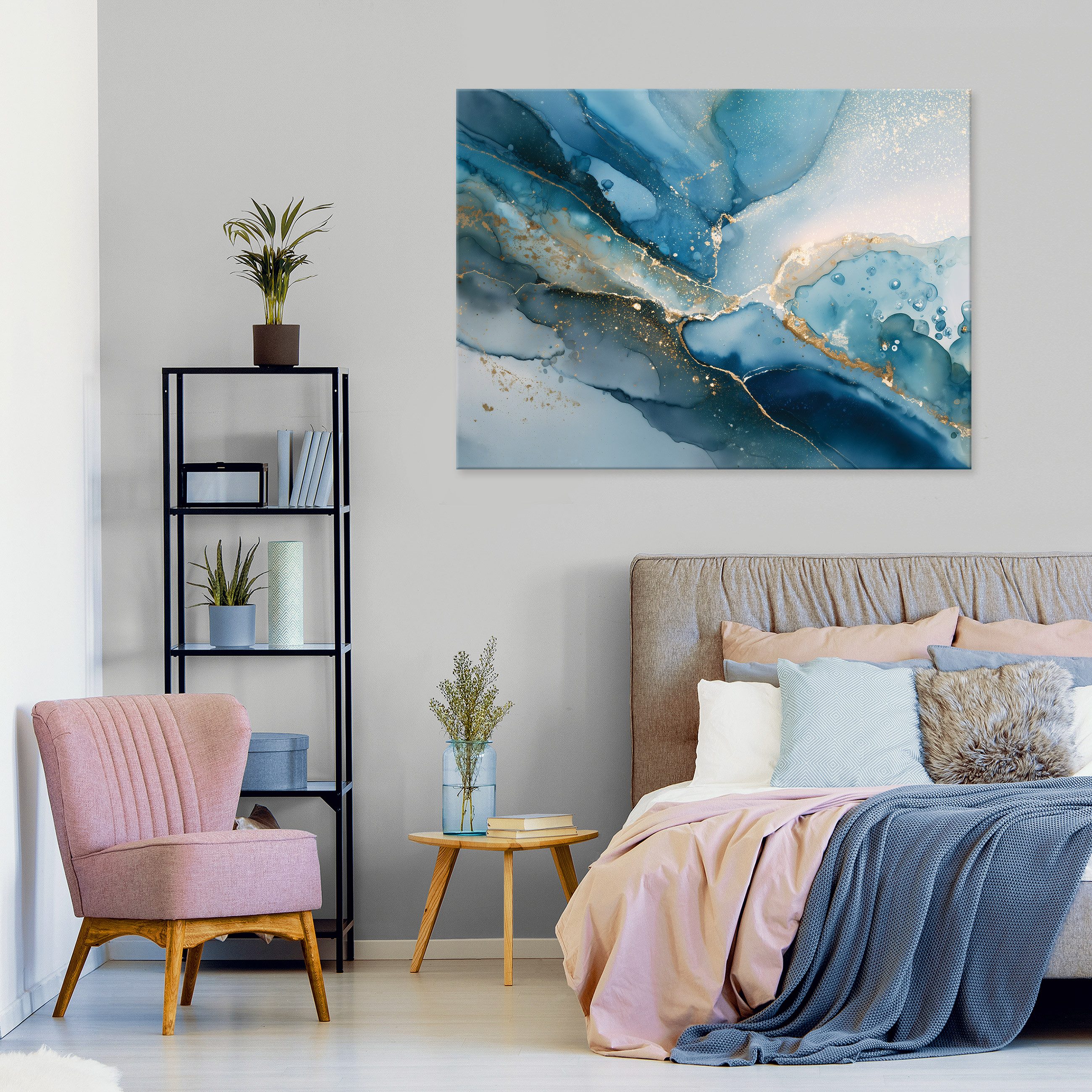 Wallarena Leinwandbild Marmor Struktur - Blau - Modern - Wohnzimmer, Marmor, 40x30x2cm – Bild 2 von 5