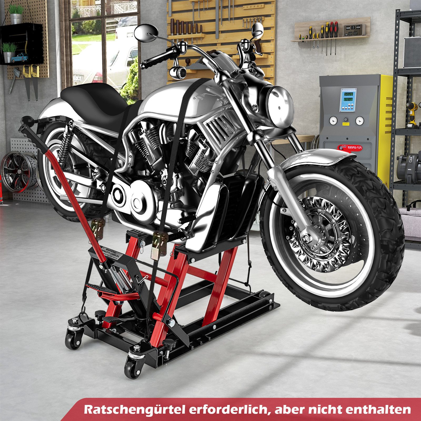COSTWAY Motorradheber, 3-stufig höhenverstellbar, bis zu 680kg belastbar