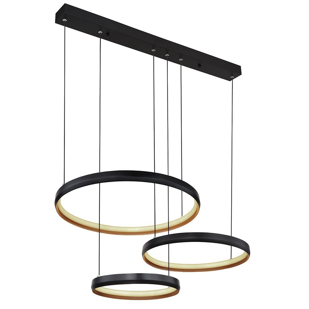 GLOBO LIGHTING LED-Hängeleuchte, LED-Leuchtmittel fest verbaut, Warmweiß, Neutralweiß, Tageslichtweiß, Hängelampe Esszimmerleuchte Fernbedienung LED Ringe dimmbar schwarz