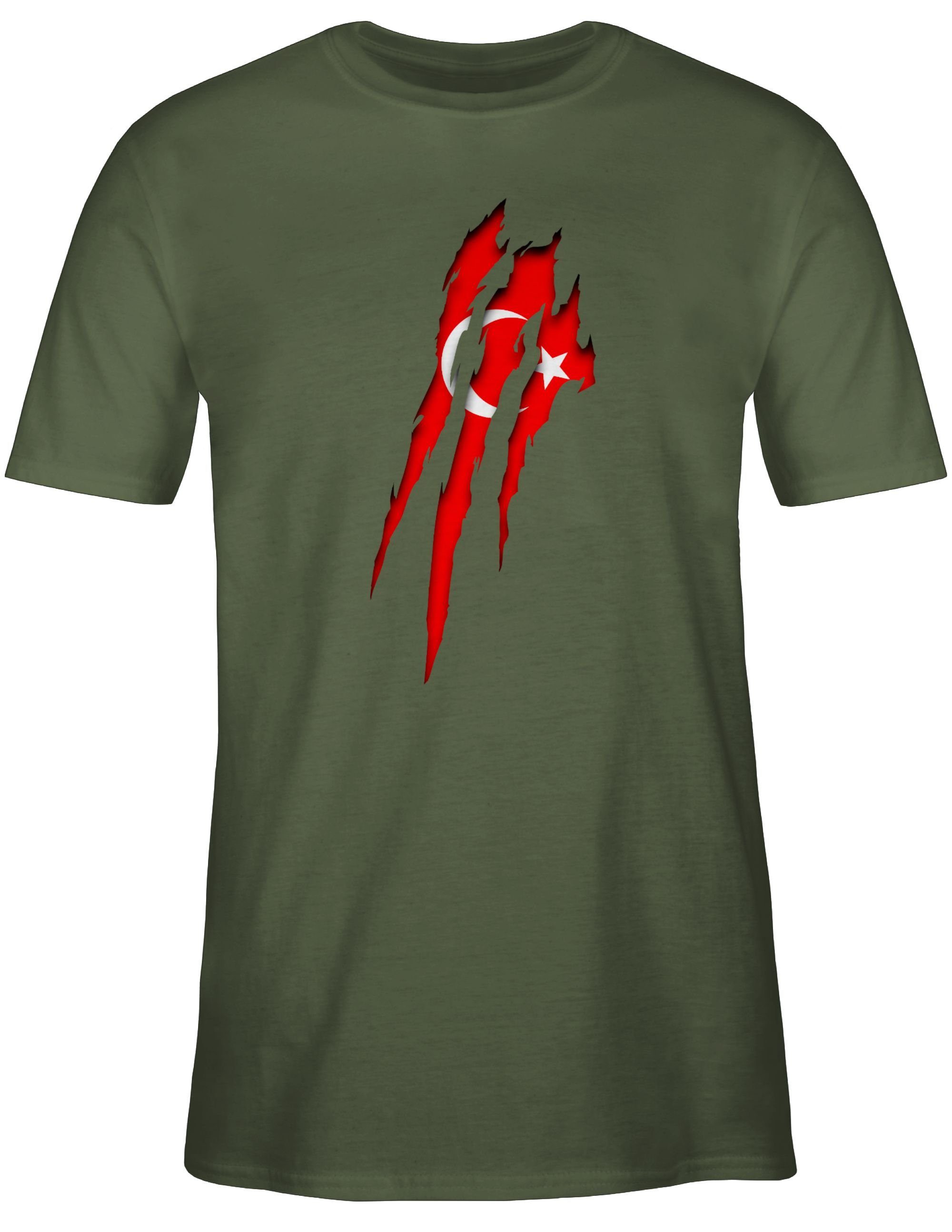 Shirtracer T-Shirt Türkei Länder 03 Grün Krallenspuren Wappen Army
