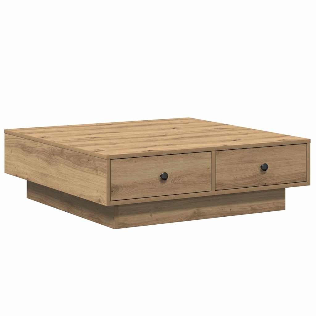vidaXL Couchtisch Couchtisch Eiche Furnier MDF 90x90x28 cm Aufbewahrung