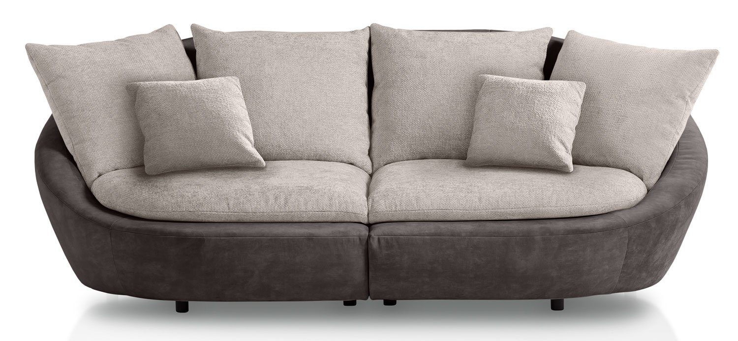 Feldmann-Wohnen Big-Sofa Moroni, Farbe wählbar aus 7 Varianten 1 Teile, 237x129x87cm dunkelgrau / grauweiß mit Kissen