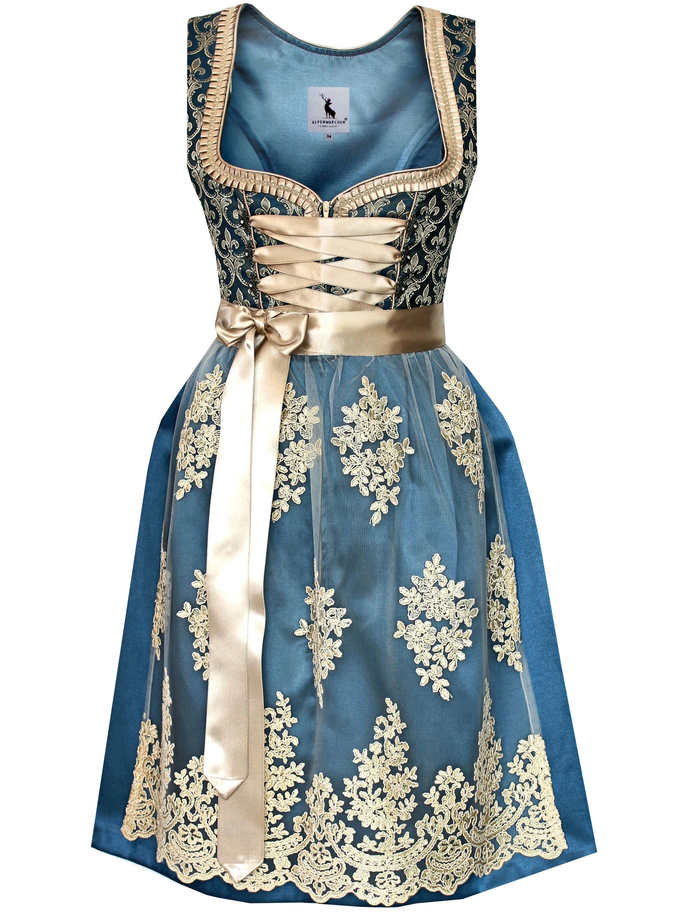 Alpenmärchen Dirndl Dirndl Livia in Creme und Blau - ALM916