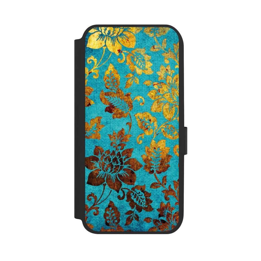 NIVOCASE Handyhülle Vintage Ornamente Blumen Blue Vintage, Samsung Galaxy A14 5G Klapphülle Handyhülle aus Kunst Leder