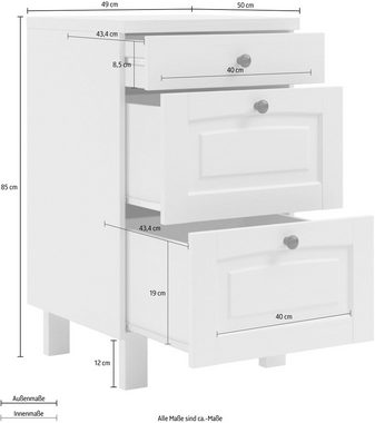 KOCHSTATION Unterschrank KS-Osby (1-St) Kiefer massiv, Breite 50 cm, 3 Schubkästen