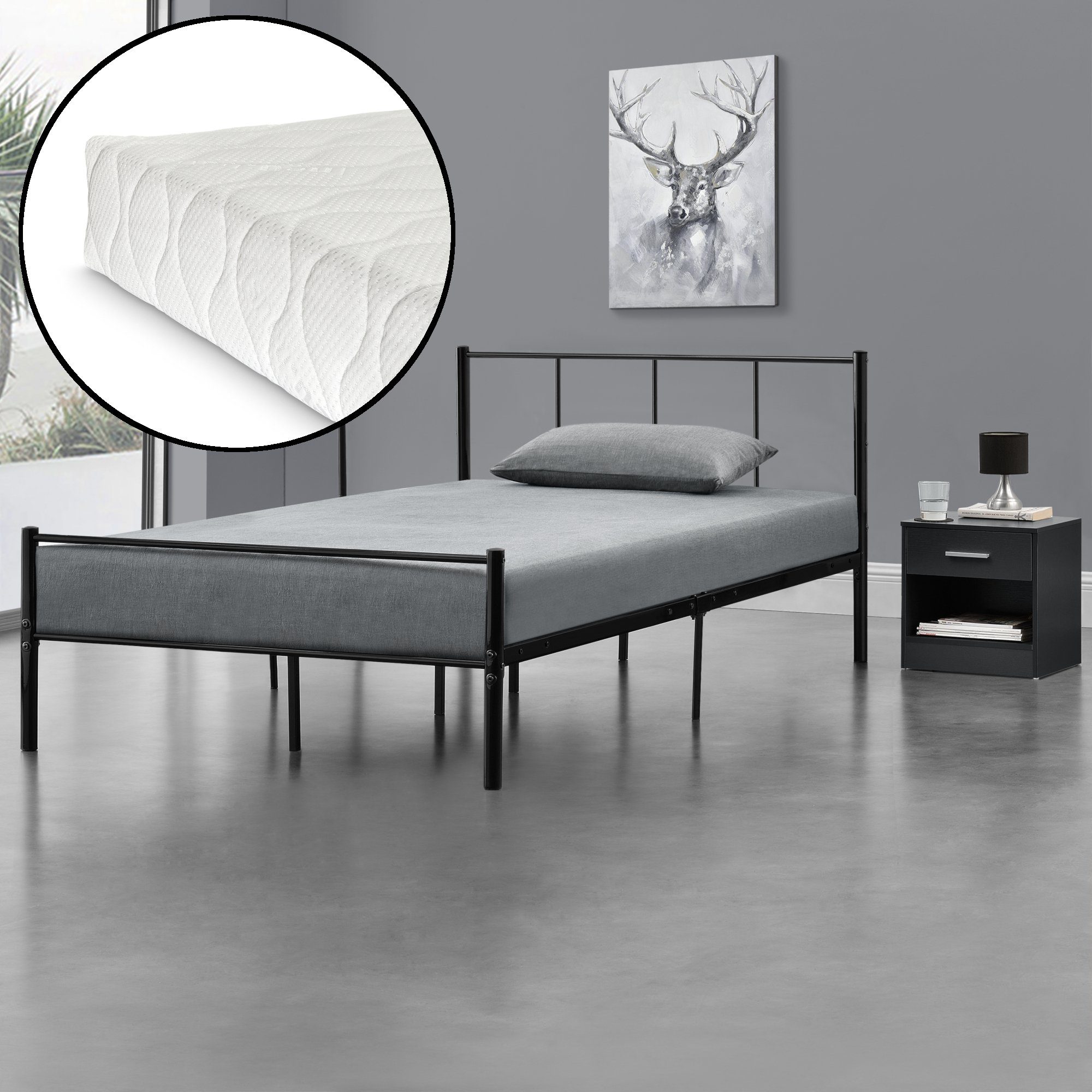 en.casa Metallbett, »Laos« 120x200 Schwarz mit günstig online kaufen