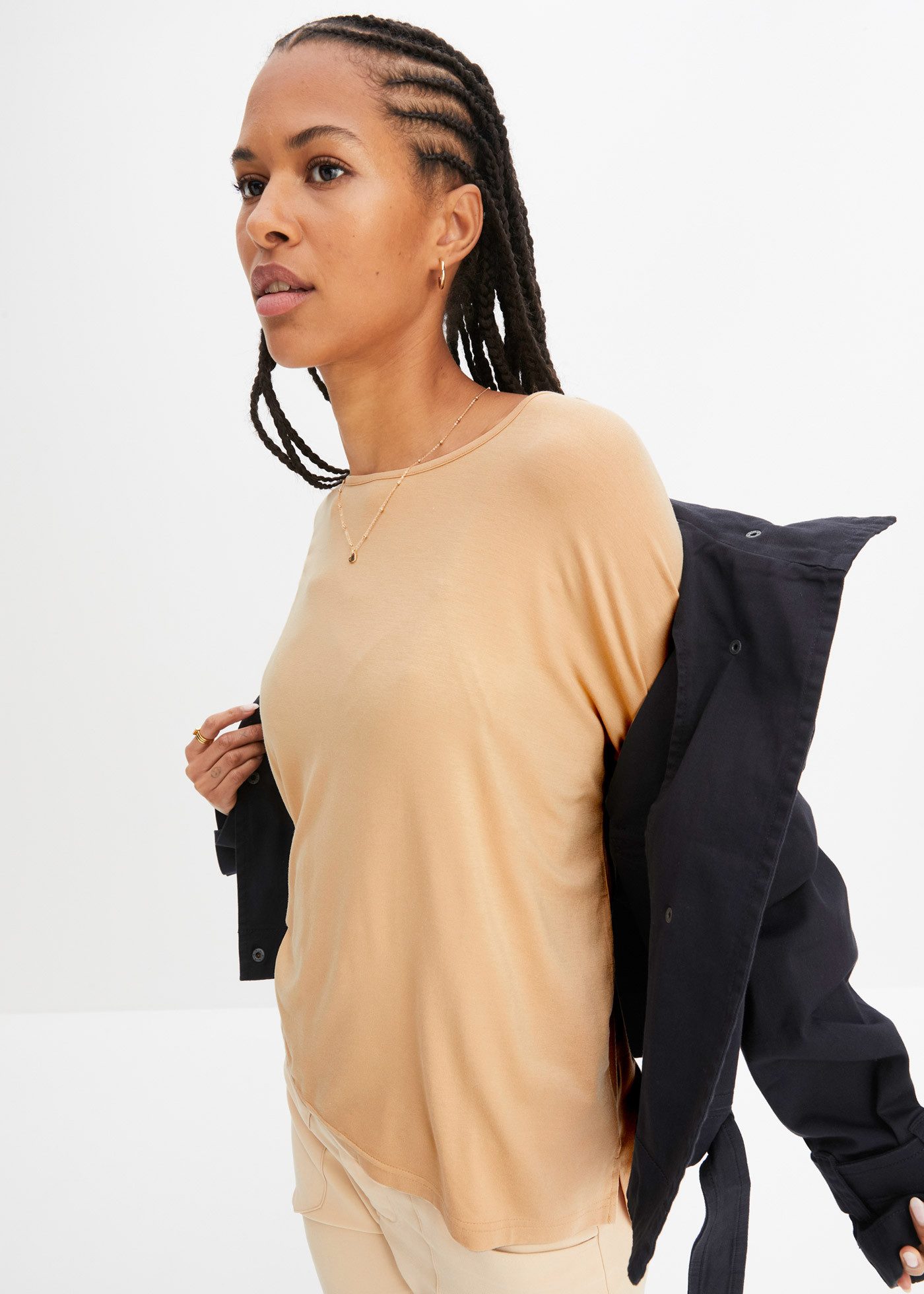 bonprix T-Shirt Oversize-Passform, 3/4-Ärmel, U-Boot Ausschnitt günstig online kaufen