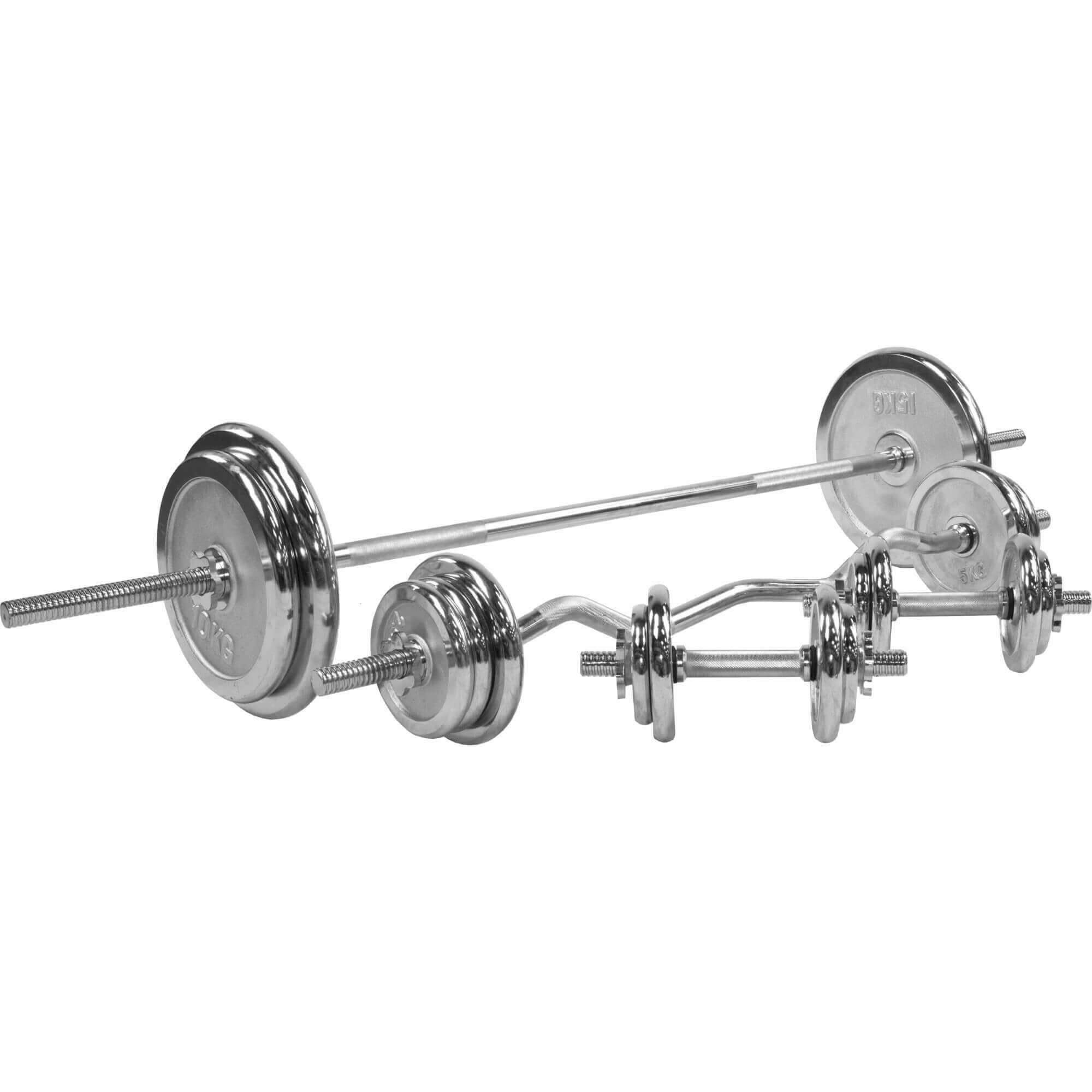 GORILLA SPORTS Hantel-Set Langhantel Set Chrom 108 kg