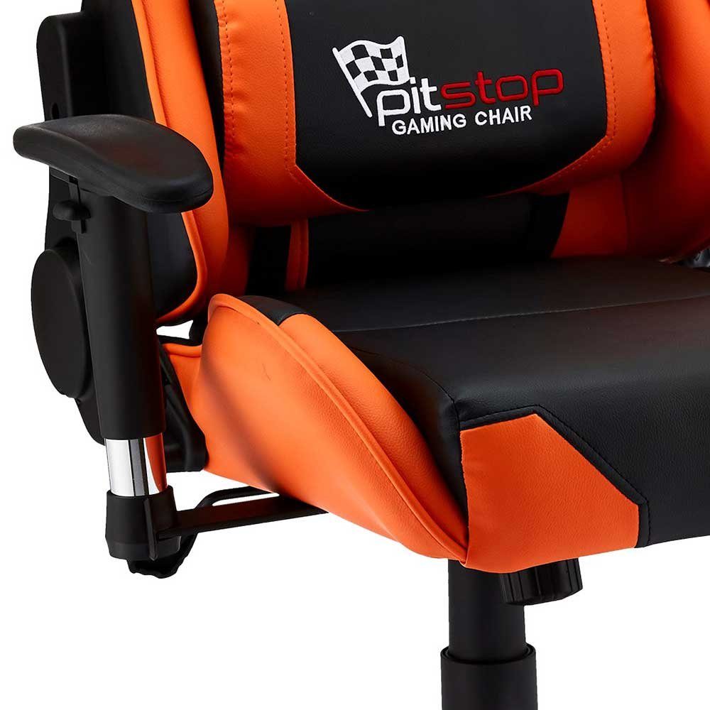 Pharao24 Gaming-Stuhl Serena, höhenverstellbar, mit mit mit verstellbaren ergonomisch Armlehnen, Rollen, höhenverstellbar, Rollen