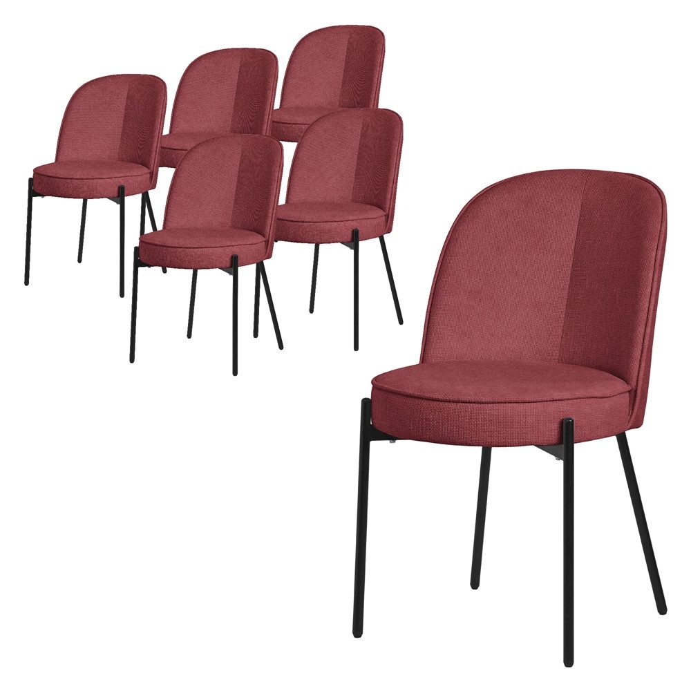 ML-DESIGN Polsterstuhl Esszimmerstühle mit Rückenlehne moderne Design Lounge Küchenstühle (6 St), Esstischstühle 6er Set Rot Küchenstuhl Stahl Polyester bis 120 kg