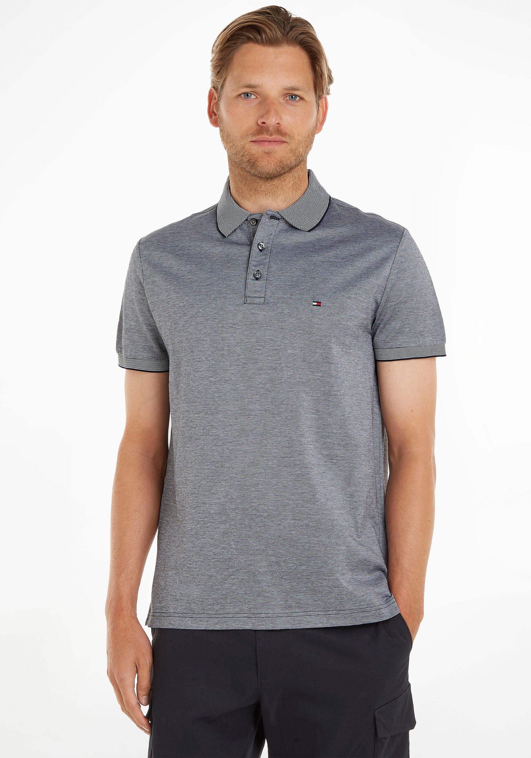 den Prägung LOGO Hilfiger Poloshirt REG Tommy mit Hilfiger OXFORD Knöpfen POLO COLLAR auf