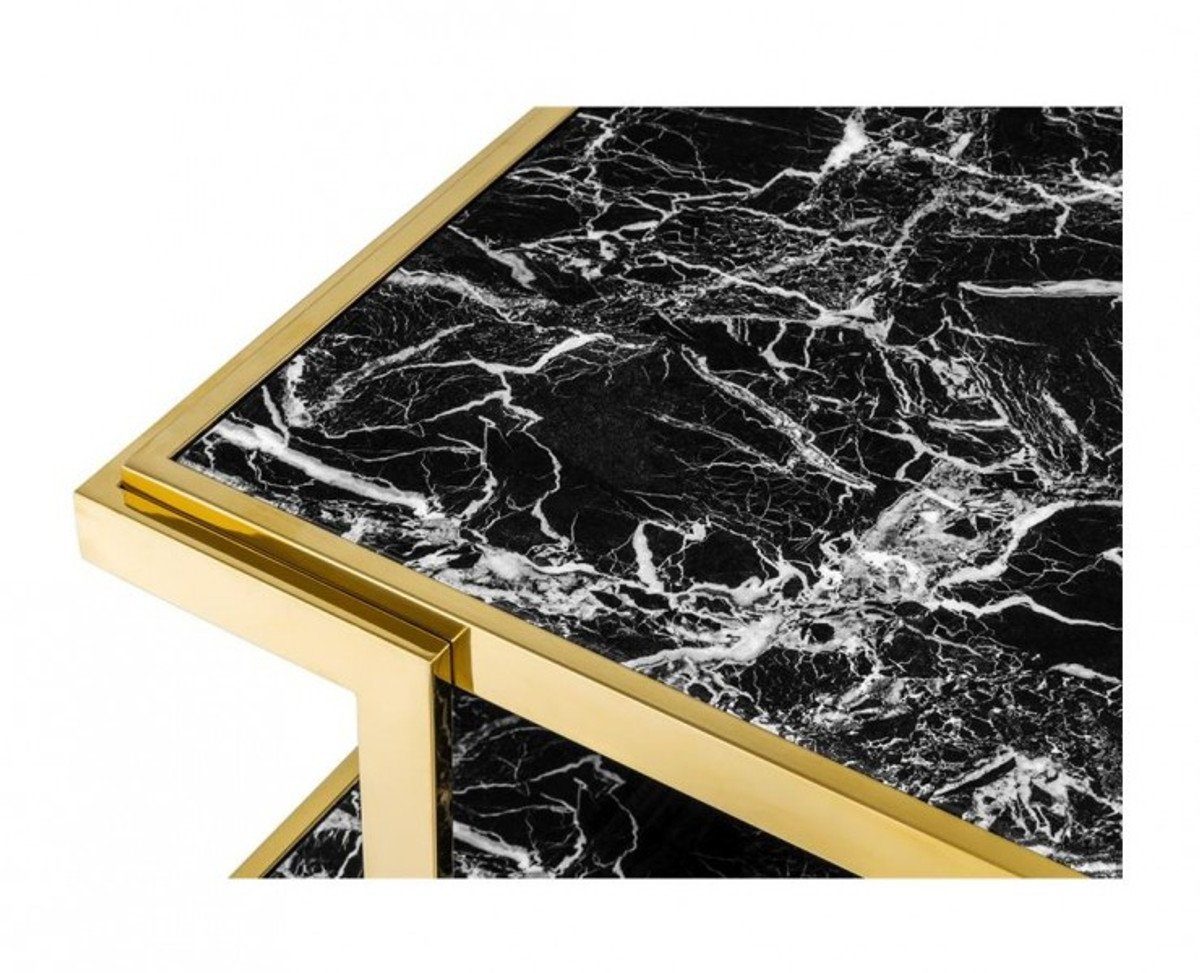 Gold schwarzem Beistelltisch Kunstmarmor Luxus Padrino Luxus - Beistelltisch Designer mit Kollektion Deco Art Casa