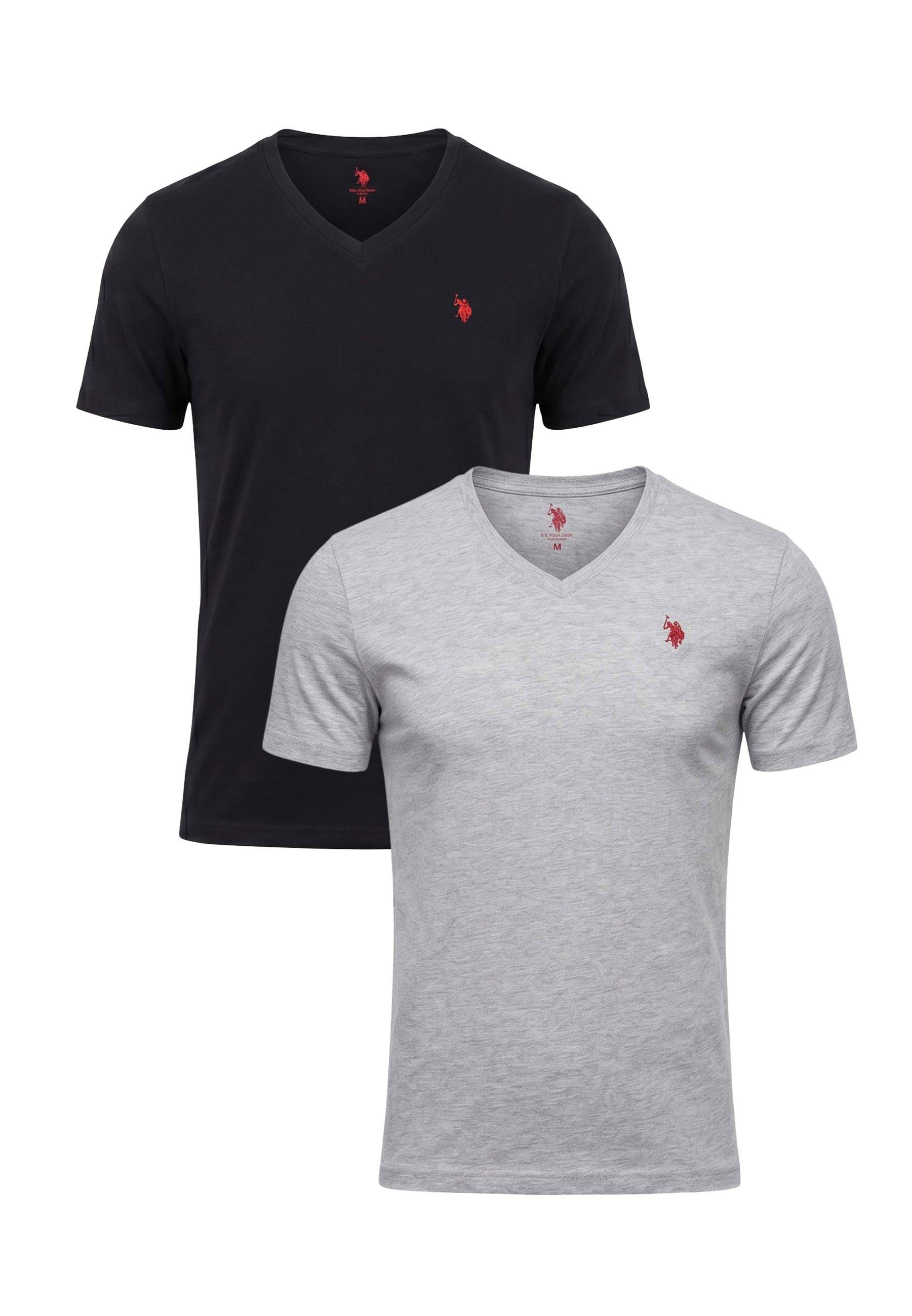 U.S. Polo Assn. T-Shirt USRiider Herren V-Neck 2er Pack – Baumwollmix Basic Moderne V-Ausschnitt Shirts mit weichem Tragegefühl