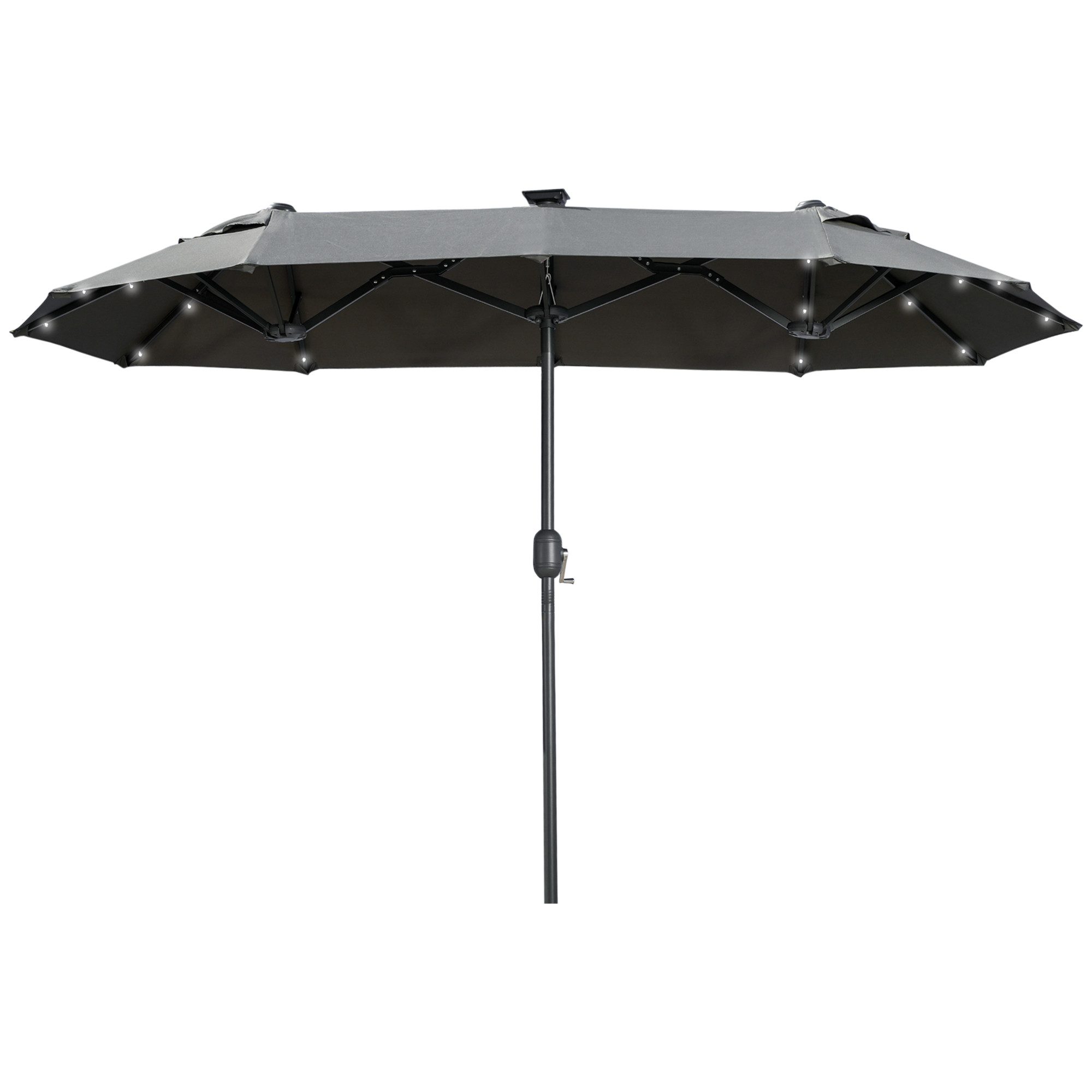 Sonnenschirm Doppel Sonnenschirm LED 3m Grau Gartenschirm oval Terrassenschirm