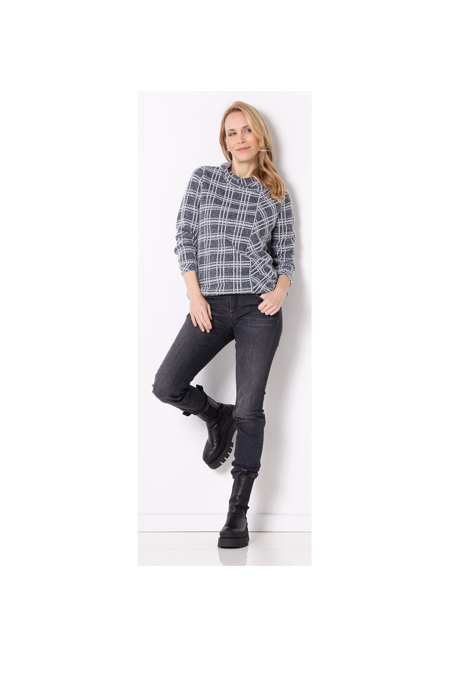 SER Sweatshirt Neu eingetroffen! Sweatshirt Karo mit Federhaar W8250613 günstig online kaufen