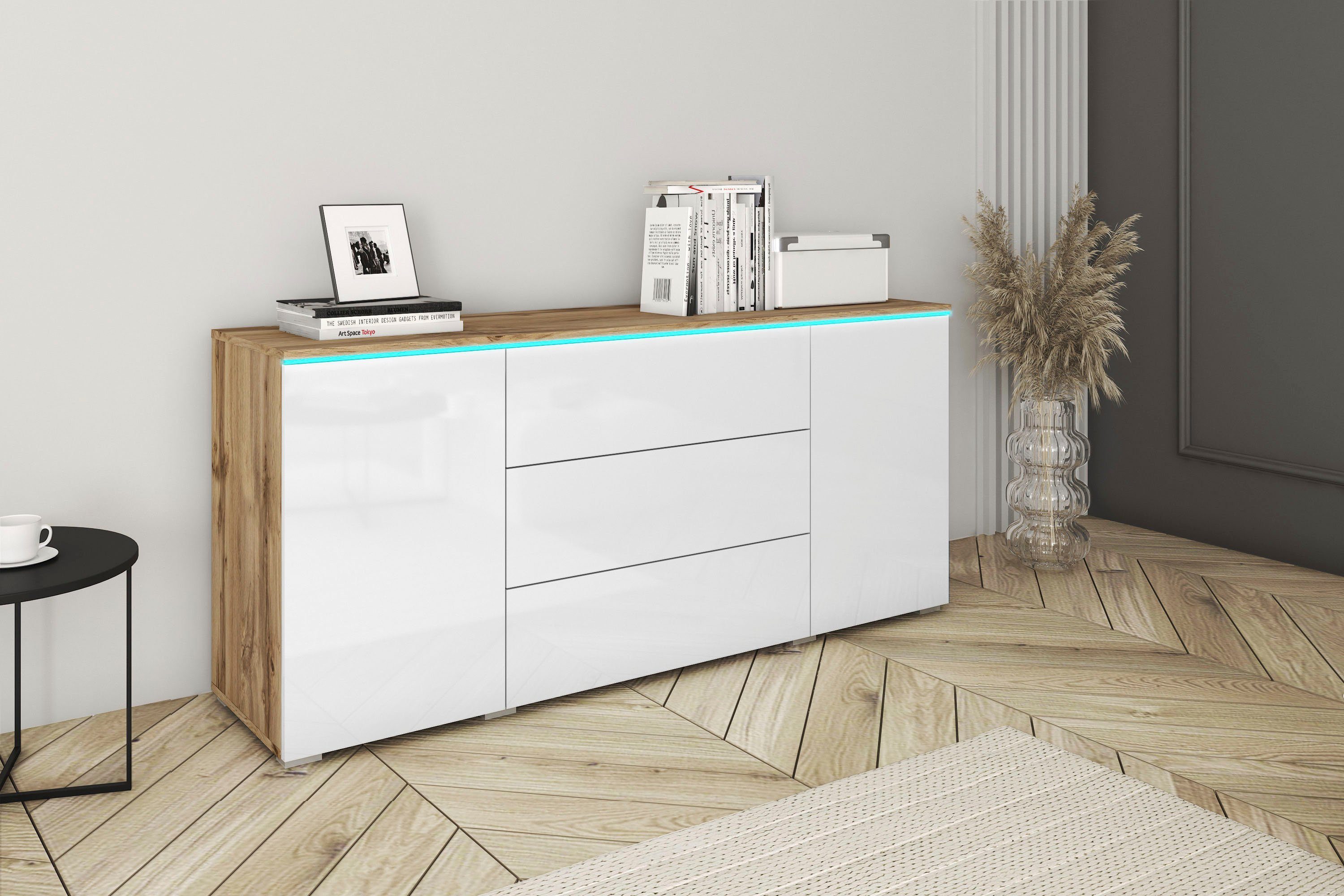 INOSIGN Sideboard Vera, cm eichefarben votan/weiß 150 Hochglanz Breite