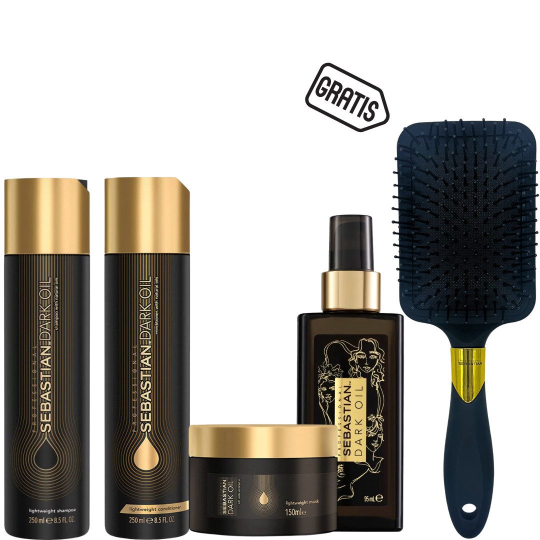 Sebastian Professional Haarpflege-Set Dark Oil Set inklusive Paddle Brush, 5-tlg.